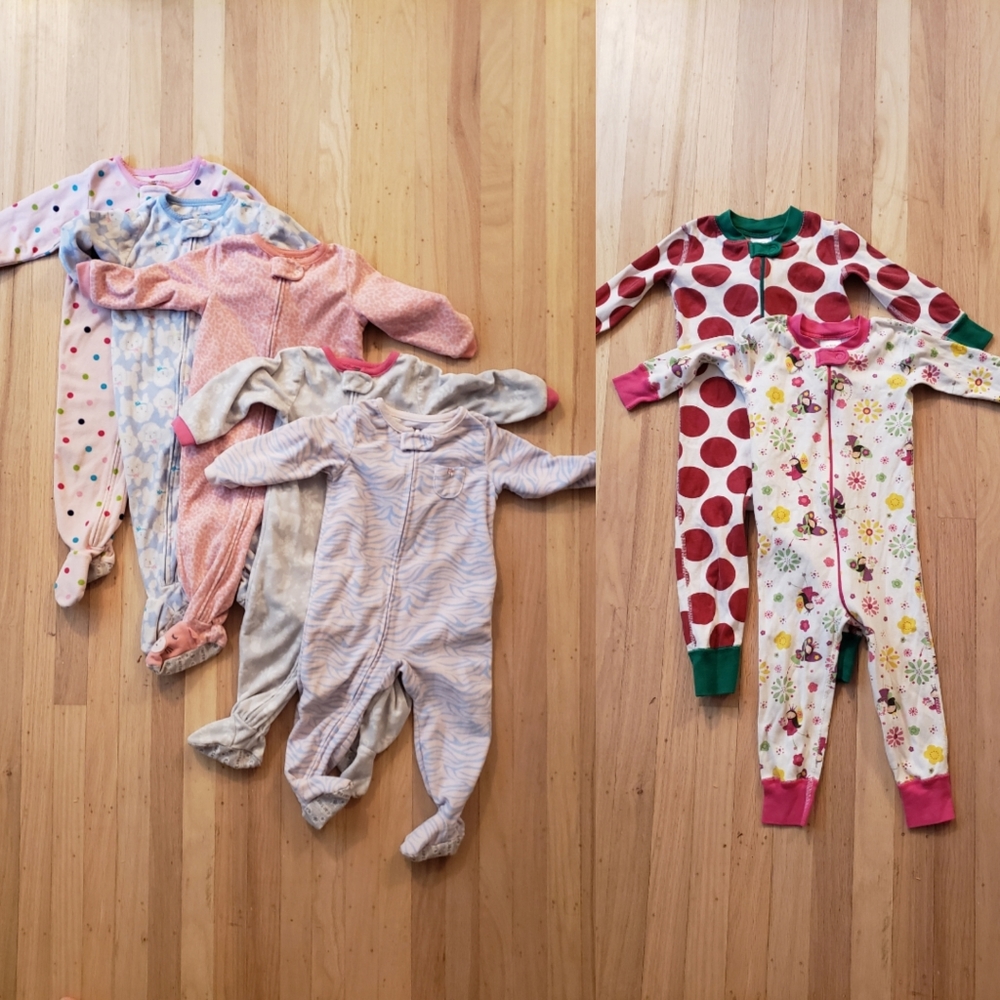 7+ Item Footed & Ankle Pajama Onsie Girl's Bundle